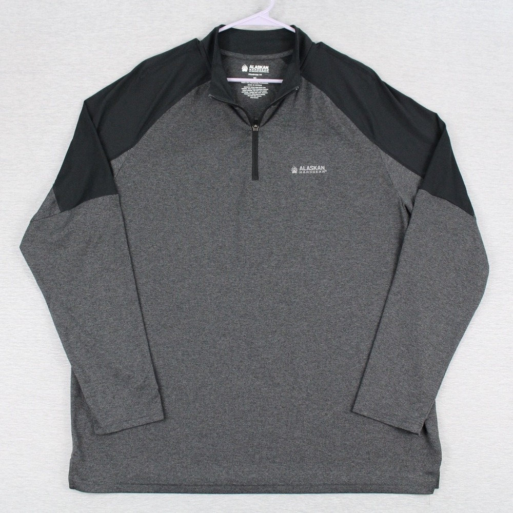 Alaskan Hardgear Duluth Trading 1/4 Zip Pullover Mens XL Gray Black TunDry